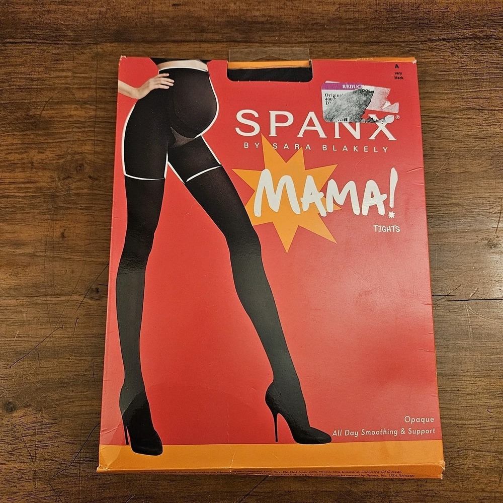 NEW Spanx Mama Tights Size A Opaque All Day Smoothing Support Black Pregnancy